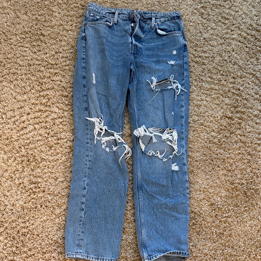 Distressed Blue Jeans